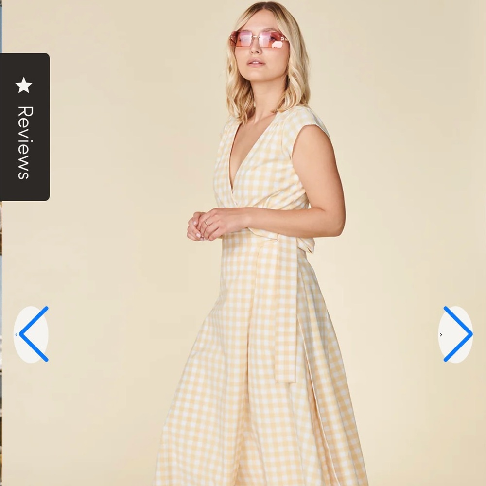 Yellow Gingham Midi Dress